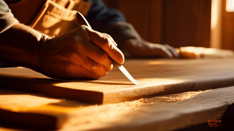 Expert woodworker using the best whittling knife to carve a piece of wood in natural sunlight