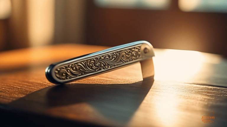 Close-up shot of a vintage historical pocket knife in natural light, highlighting intricate details and shadows, perfect for collectors and enthusiasts