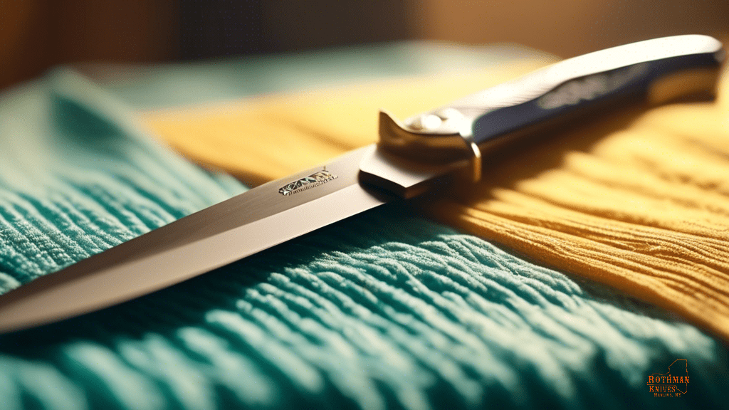 Close-up photo of a folding knife being gently wiped down with a microfiber cloth in bright natural light, highlighting the detailed cleaning process