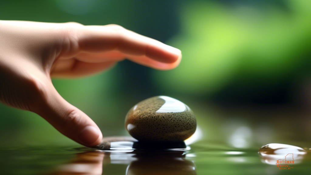 Hand holding a Japanese water stone under bright natural light, highlighting the intricate texture and reflective surface of the stone