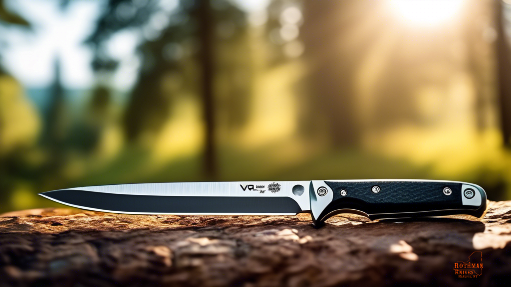 Close-up shot of a versatile EDC knife with a sleek design, set against a natural backdrop in bright sunlight